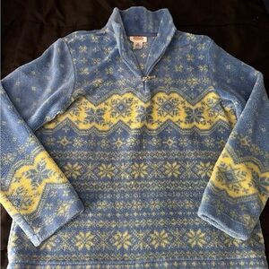 Talbots Blue and Yellow Fleece Pullover